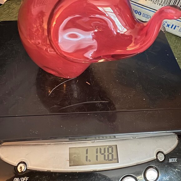 Handcrafted Glass Elephant Figurine Pink Lucky Trunk Up Paperweight Art Deco‎ - Picture 12 of 12